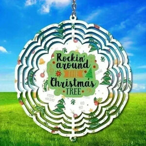 8 inch rocking around the christmas tree indoor /outside wind spinner